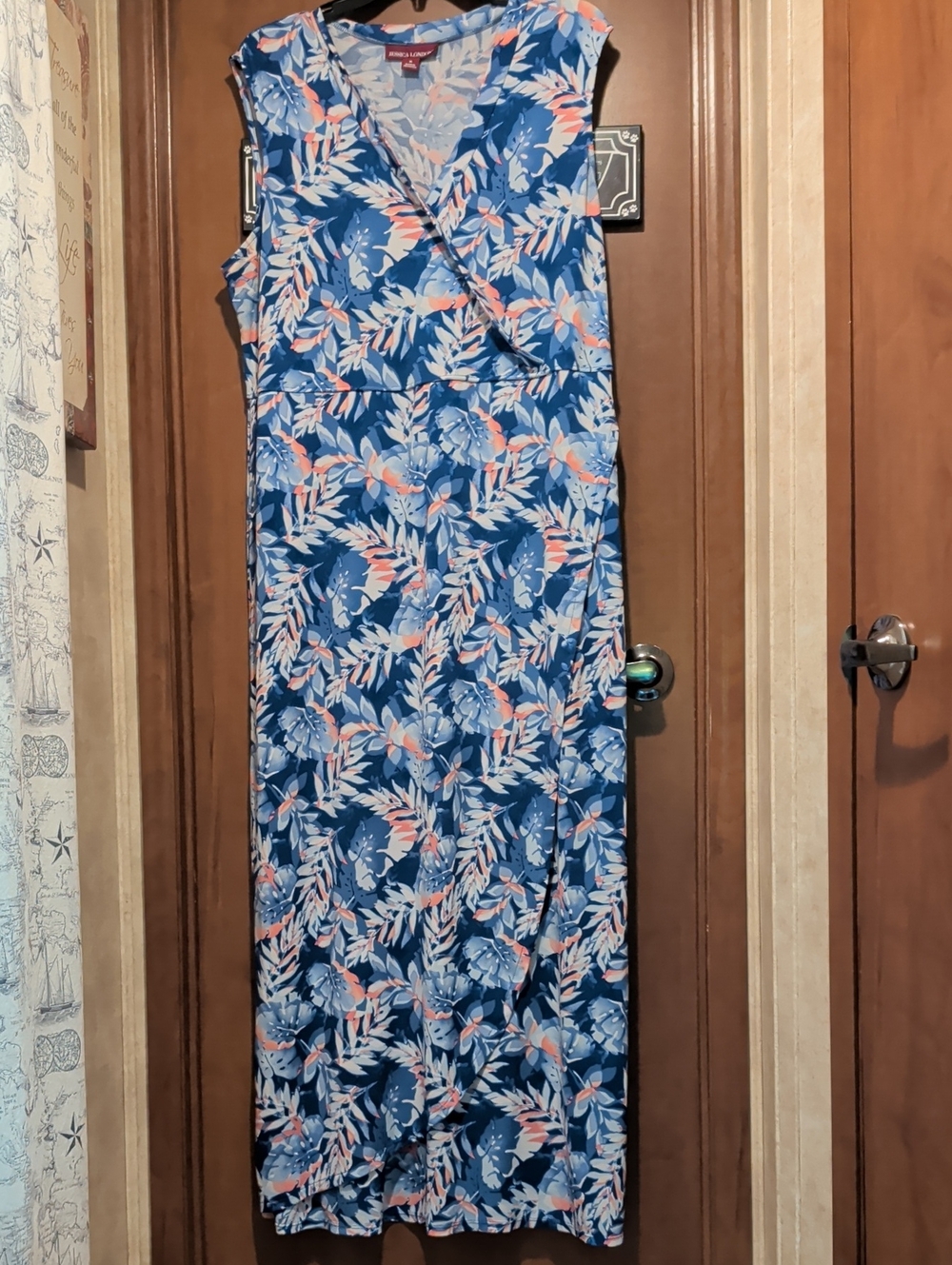 Jessica London Blue and Coral Floral Dress